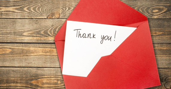 hand-written thank you note